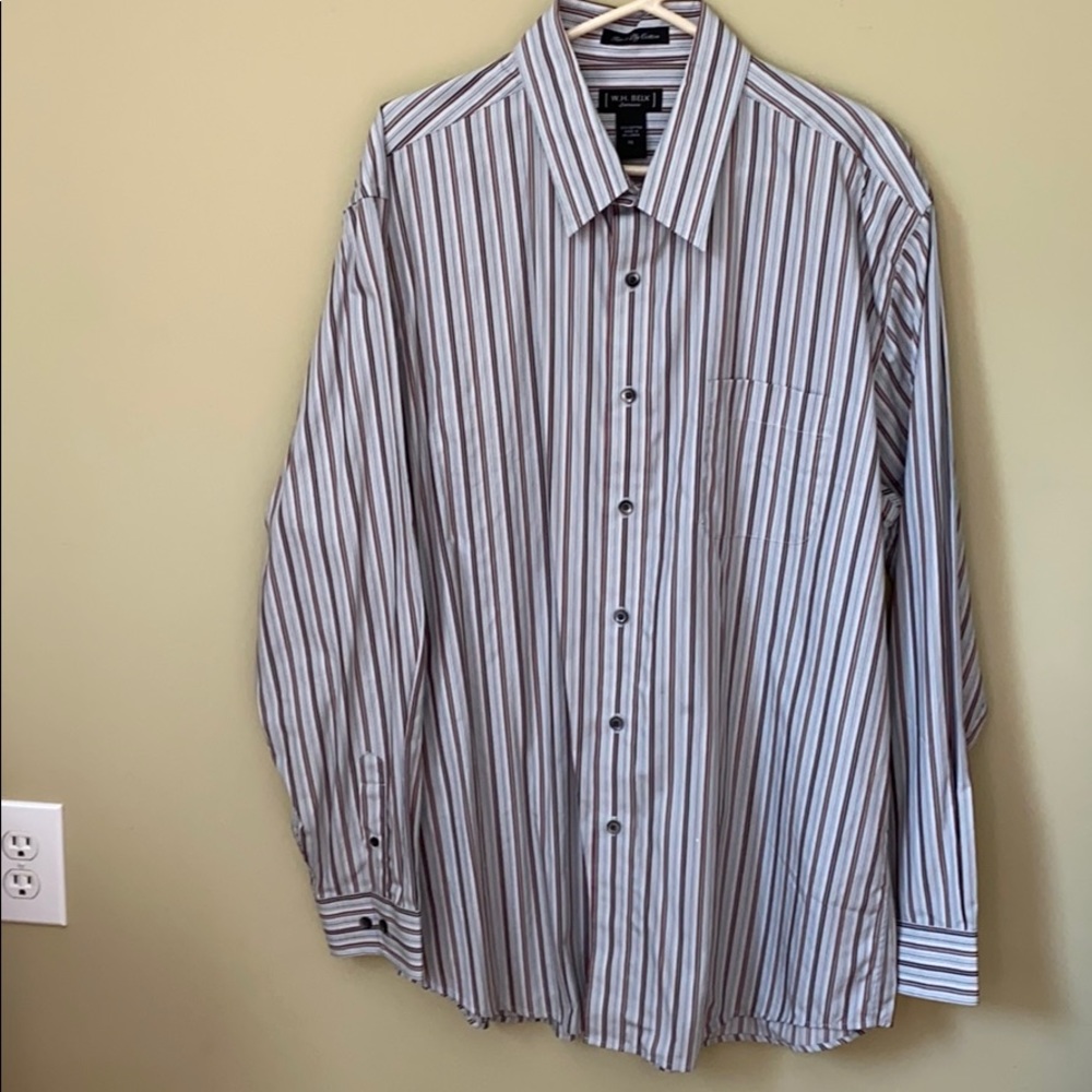 W.H. Belk Embossed Striped Button Down Dre…